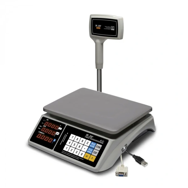 Весы торговые MERTECH M-ER 328 ACP-32.2 "TOUCH-M" LED RS232, USB (325x230 мм)  Стойка, сенсор. клав.